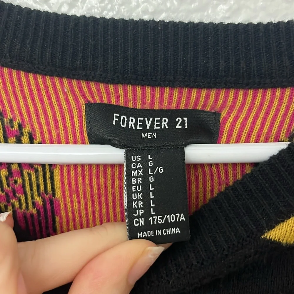 Forever 21 Black Sweater with Pink Donut Pattern - Picture 2 of 4